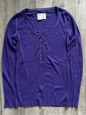 Aeropostale Women's Deep Purple Long-Sleeve Henley